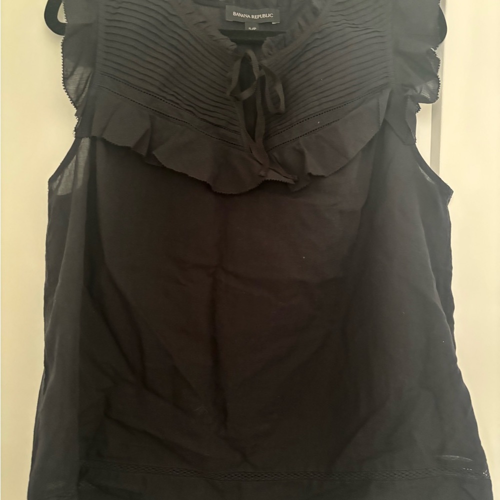 Banana Republic Black Sleeveless Blouse with Ruffles